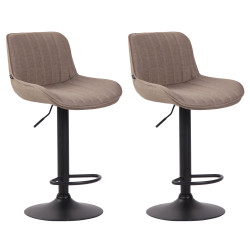 Ensemble de 2 tabourets de bar Lentini, tissu noir taupe