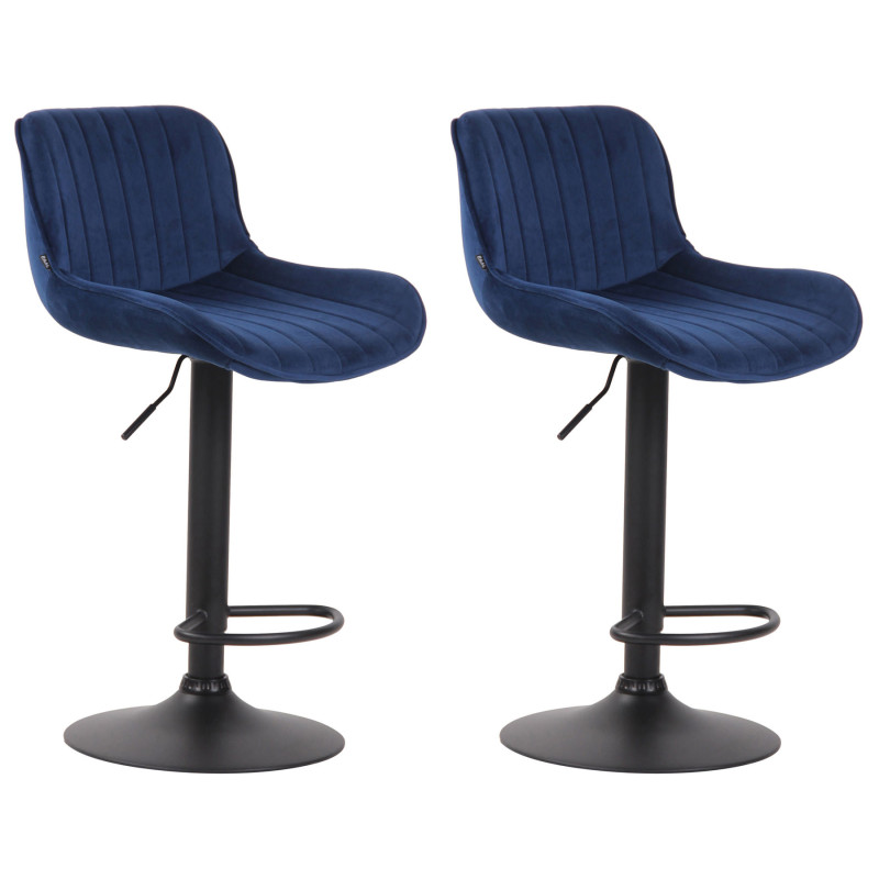 Lot de 2 tabourets de bar Lentini en velours noir bleu
