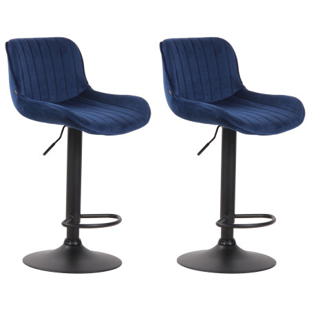 Lot de 2 tabourets de bar Lentini en velours noir bleu