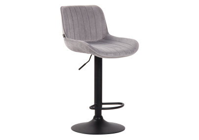 Ensemble de 2 tabourets de bar Lentini en velours, noir et gris