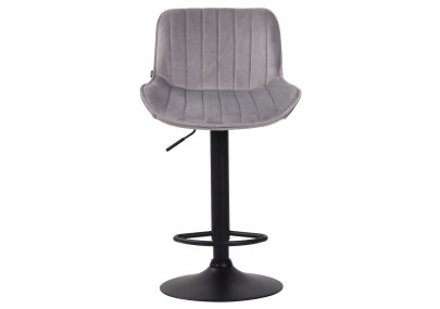 Ensemble de 2 tabourets de bar Lentini en velours, noir et gris
