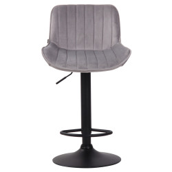 Ensemble de 2 tabourets de bar Lentini en velours, noir et gris