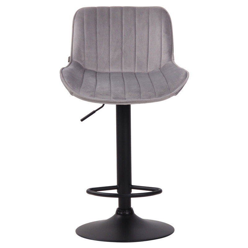 Ensemble de 2 tabourets de bar Lentini en velours, noir et gris