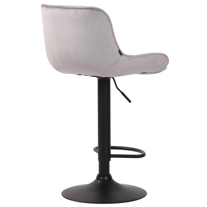 Juego de 2 taburetes de bar Lentini de terciopelo, negro y gris