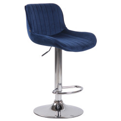 Ensemble de 2 tabourets de bar Lentini en velours chromé bleu