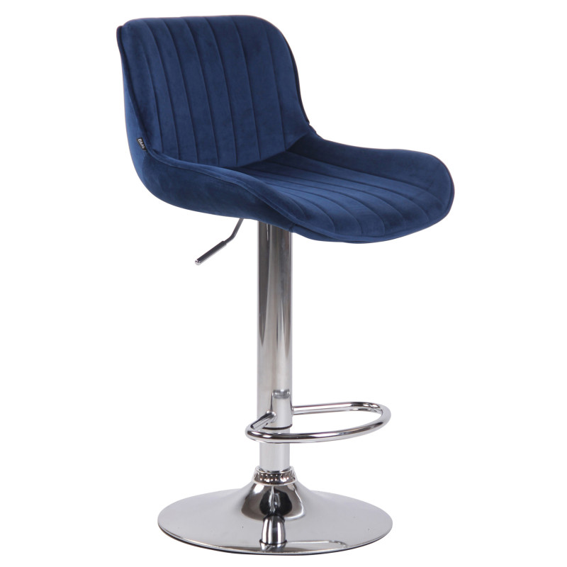 Ensemble de 2 tabourets de bar Lentini en velours chromé bleu