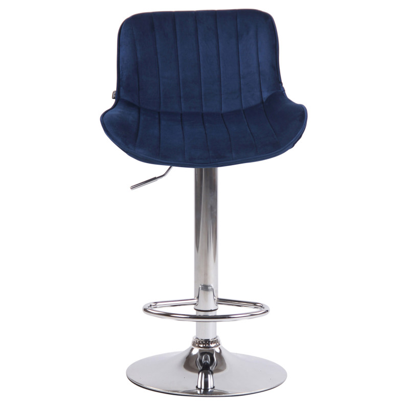 Ensemble de 2 tabourets de bar Lentini en velours chromé bleu