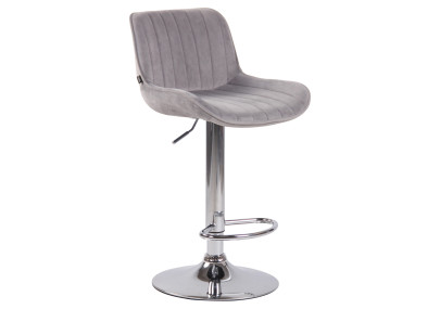Ensemble de 2 tabourets de bar Lentini en velours gris chromé