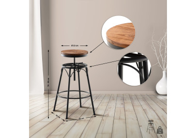 Lot de 2 tabourets de bar Beam, noirs