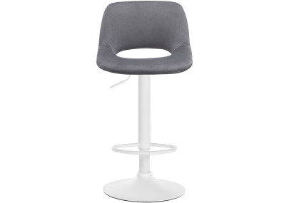 Lot de 2 tabourets de bar Camden, velours, blanc/gris foncé