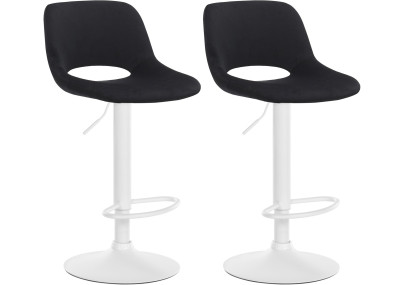 Lot de 2 tabourets de bar en velours Camden en blanc et noir