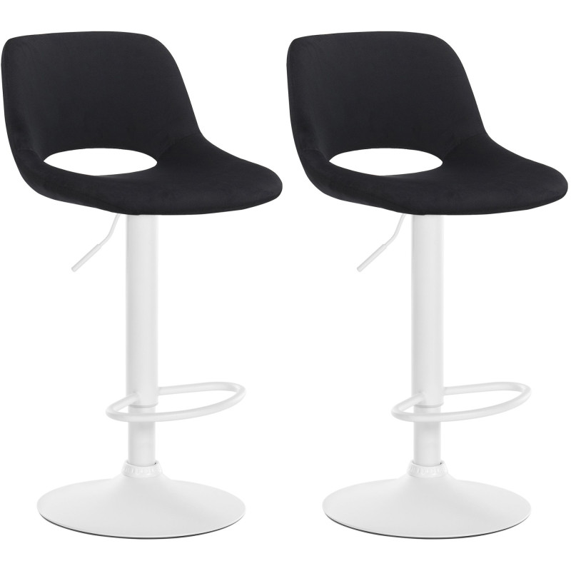 Ensemble de 2 tabourets de bar Camden en velours blanc noir