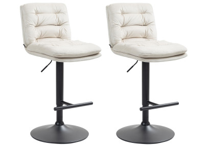 Ensemble de 2 tabourets de bar en velours Damar, noir et crème