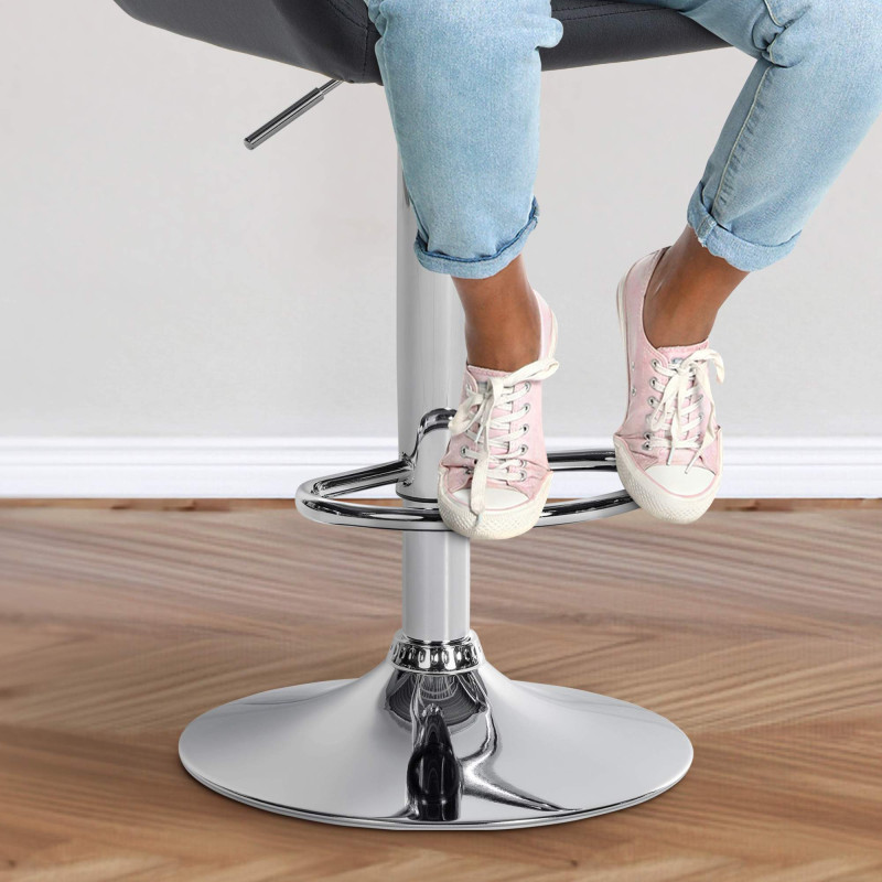 Tabouret de bar Braga en velours chromé noir