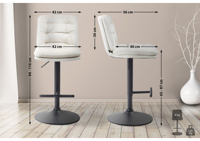 Lot de 2 tabourets de bar Damar velours noir crème