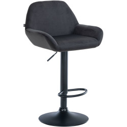 Tabouret de bar Braga en velours noir noir