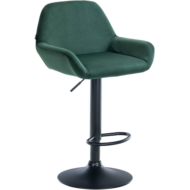 Tabouret de bar Braga en velours, noir/vert foncé