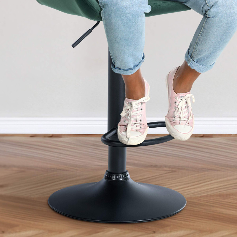 Tabouret de bar Braga en velours noir vert foncé