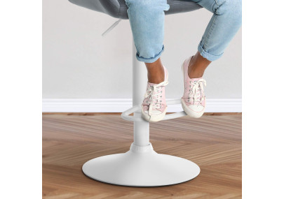 Tabouret de bar Braga, velours, blanc/gris foncé