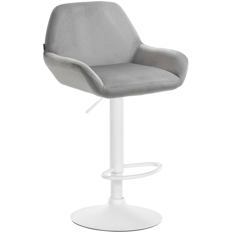 Tabouret de bar Braga en velours blanc gris