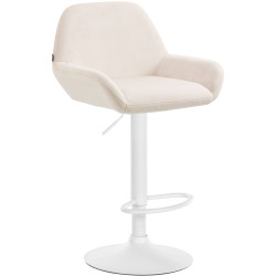 Tabouret de bar Braga en velours, blanc/crème
