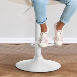 Tabouret de bar Braga en velours, blanc/crème
