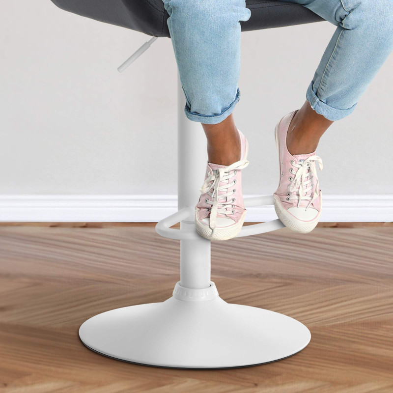 Tabouret de bar Braga en velours blanc noir