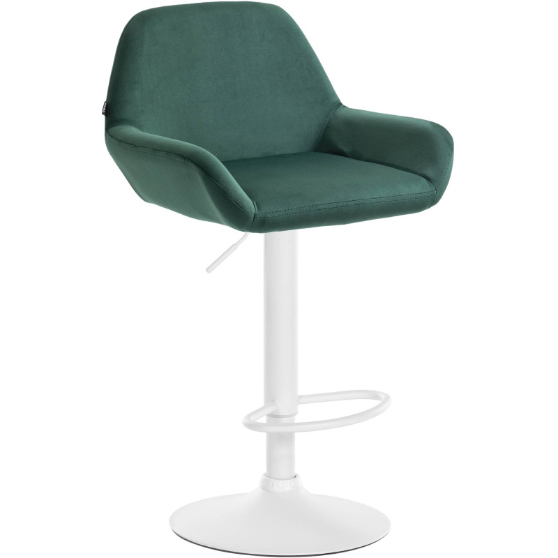 Tabouret de bar Braga en velours blanc vert foncé