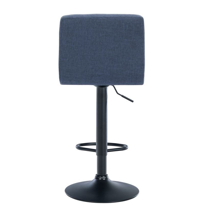 Tabouret de bar Calma, tissu noir et bleu