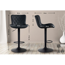 Tabouret de bar Emma en similicuir noir