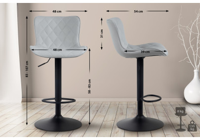 Tabouret de bar Emma, similicuir, gris