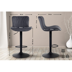Tabouret de bar Linus en velours noir