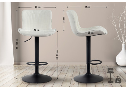 Tabouret de bar Linus, tissu crème