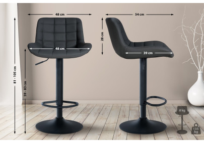 Taburete de bar Tover, imitación de cuero, negro