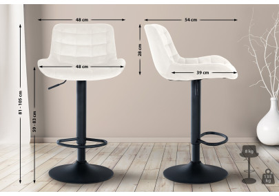 Tabouret de bar Tover en velours, crème