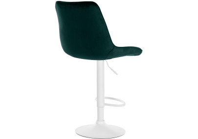 Tabouret de bar Toni en velours, blanc/vert