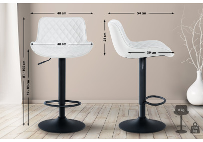 Taburete de bar Minosa, imitación de cuero, blanco