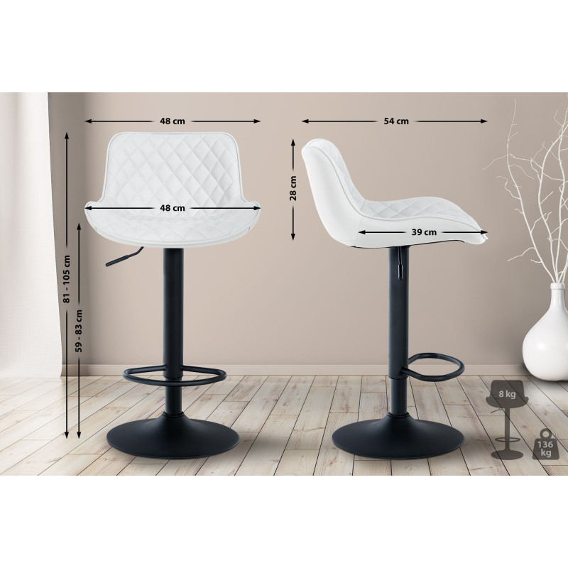 Tabouret de bar Minosa en similicuir blanc
