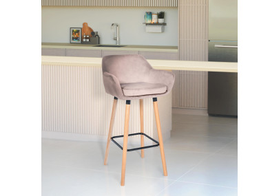 Ensemble de 2 tabourets de bar Grant en velours gris clair