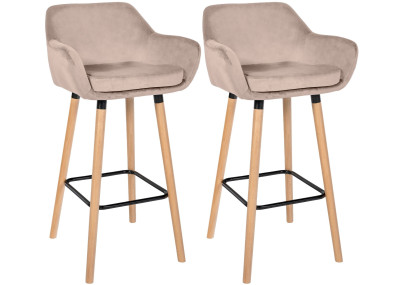 Lot de 2 tabourets de bar Grant velours gris clair