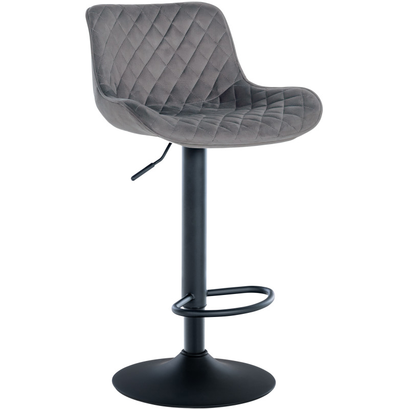 Tabouret de bar Minosa en velours gris foncé