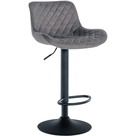 Tabouret de bar Minosa en velours gris foncé