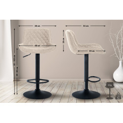 Tabouret de bar en tissu Minosa taupe