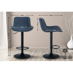 Tabouret de bar en tissu Minosa bleu