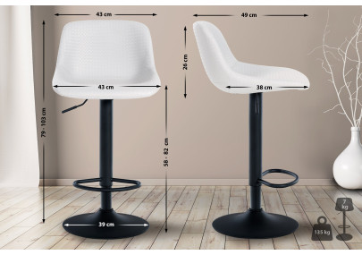 Taburete de bar tipo loft, imitación piel, blanco