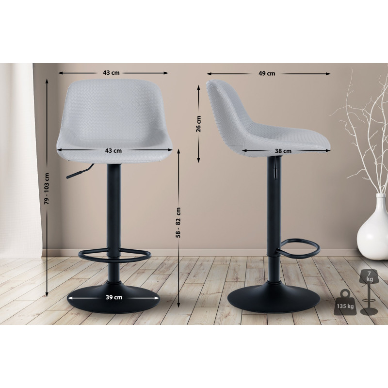Tabouret de bar Loft en similicuir gris