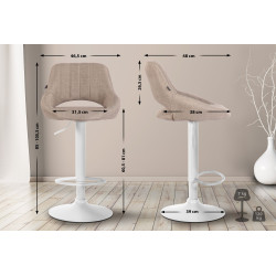 Sgabello da bar Milet, tessuto, bianco/tortora