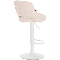 Tabouret de bar Milet, tissu blanc crème