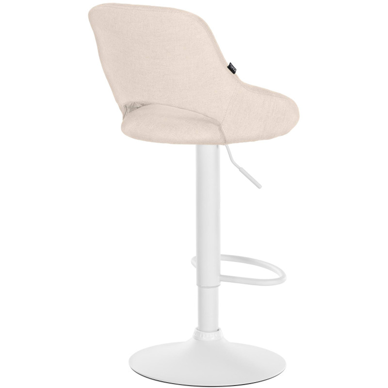 Tabouret de bar Milet, tissu, blanc/crème