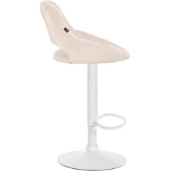 Tabouret de bar Milet, tissu blanc crème